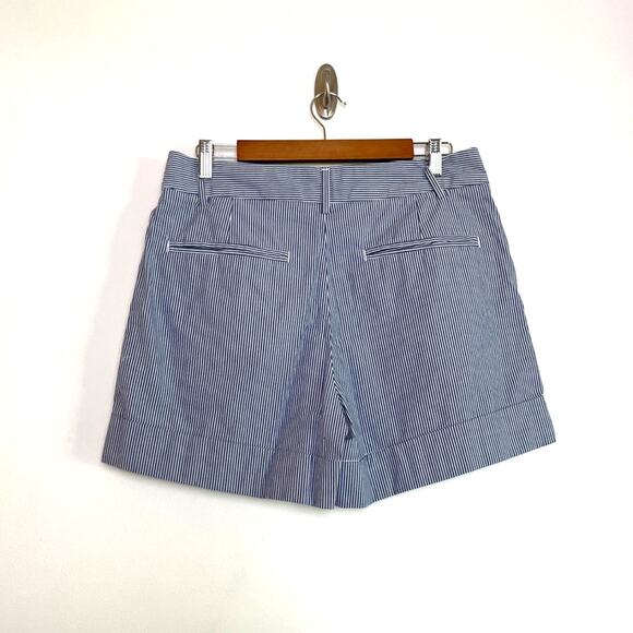 Banana Republic Factory Womens Striped Pleated High Waist Shorts Size 12 Navy - Picture 2 of 8